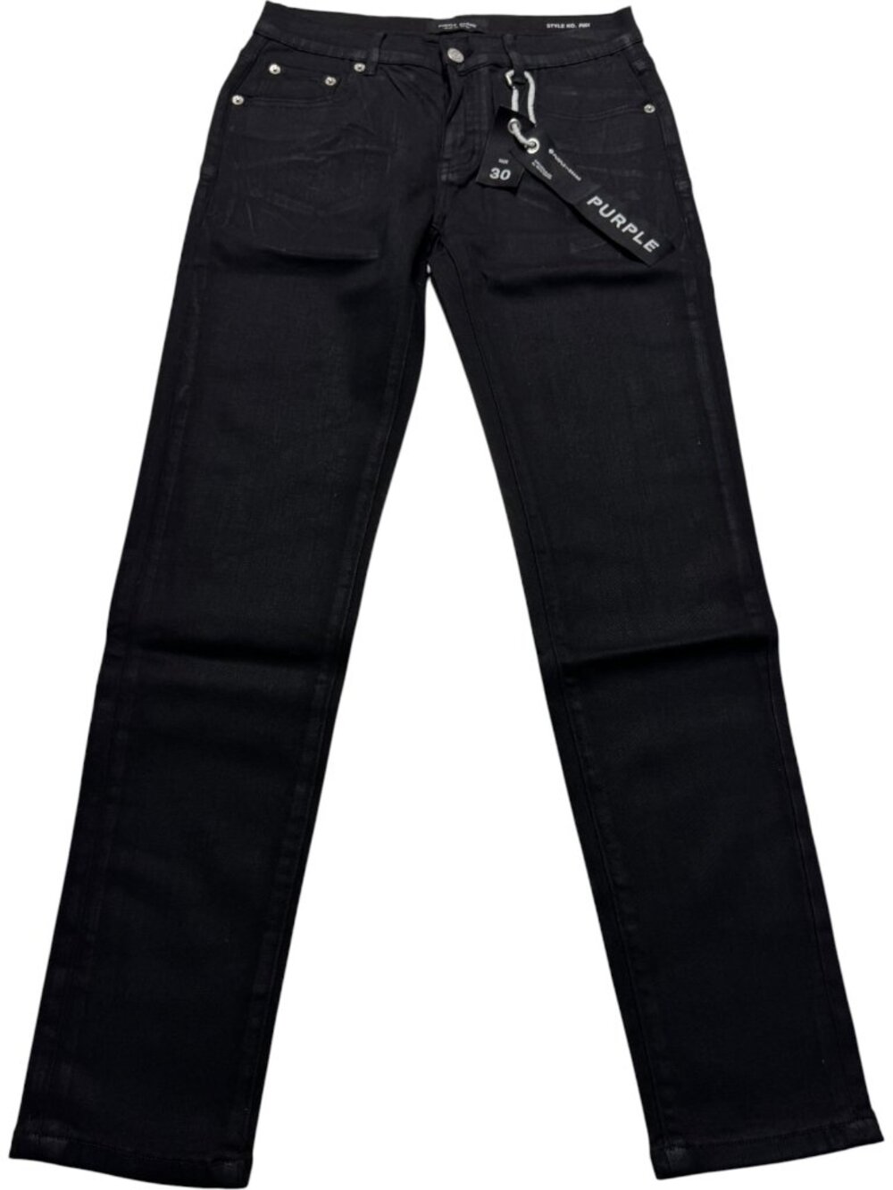 🔥🔥 Purple Brand P001 Waxed Black Slim Jeans Size 30 Low Rise Denim Streetwear